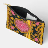 Yellow and pink floral patterns AI art  Zubehörtasche (Offen)