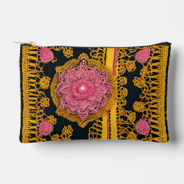 Yellow and pink floral patterns AI art  Zubehörtasche