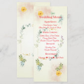 Yellow and Pink Floral Wedding Menu Card Menükarte (Vorne/Hinten)