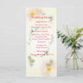 Yellow and Pink Floral Wedding Menu Card Menükarte (Stehend Vorderseite)