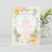 Yellow and Pink Floral Wedding Program Programm (Stehend Vorderseite)