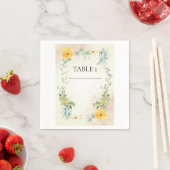 Yellow and Pink Floral Wedding Table Number Serviette (Beispiel)