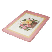 Yellow And Pink Roses Bath Mat Badematte (Schrägansicht)
