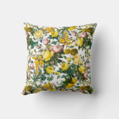 Yellow and pink vintage rose garden pattern kissen (Rückseite)