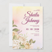 Yellow and Pink Watercolor Elegance Wedding Einladung (Vorderseite)