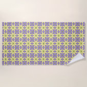 Yellow and purple geometric floral patterned strandtuch (Vorderseite)