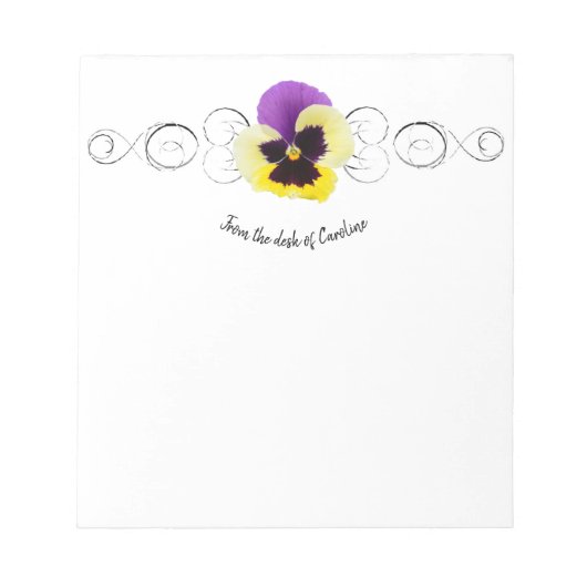 Yellow and Purple Pansy Personalized Notepad Notizblock (Vorderseite)