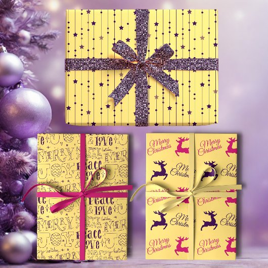 Yellow and Purple Pop Art Holiday Geschenkpapier Set