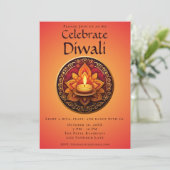 Yellow and Red Diwali Celebration Einladung (Stehend Vorderseite)