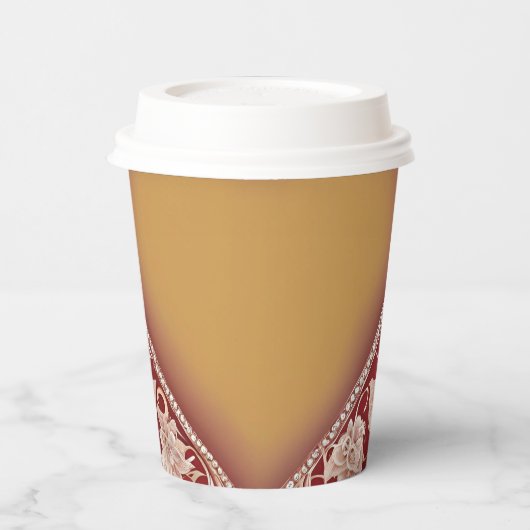 Yellow and red floral patterns AI art  Pappbecher (Links)