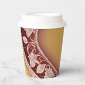 Yellow and red floral patterns AI art  Pappbecher (Vorderseite)