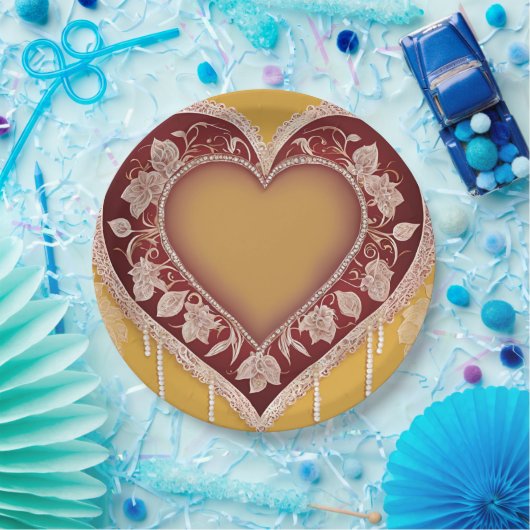 Yellow and red floral patterns AI art  Pappteller (Party)