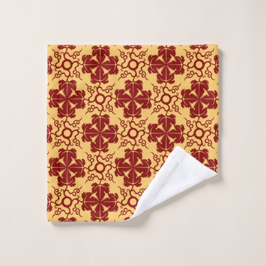 yellow and red geometric floral pattern badhandtuch set (Waschlappen)