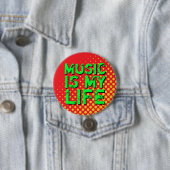 Yellow and Red Retro Halftone I Liebe Music Button (Beispiel)