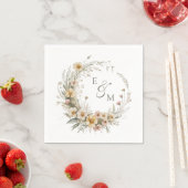 Yellow and Sage Floral Wreath Wedding Napkin Serviette (Beispiel)