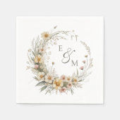 Yellow and Sage Floral Wreath Wedding Napkin Serviette (Vorderseite)