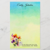 Yellow and Turquoise Watercolor Custom Stationery Briefpapier (Vorderseite)