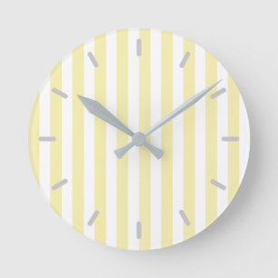 Yellow and white candy stripes runde wanduhr