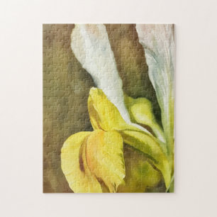 Yellow and White Dutch Iris Art Puzzle