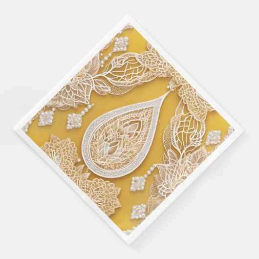 Yellow and white floral patterns AI art  Serviette (Ecke)