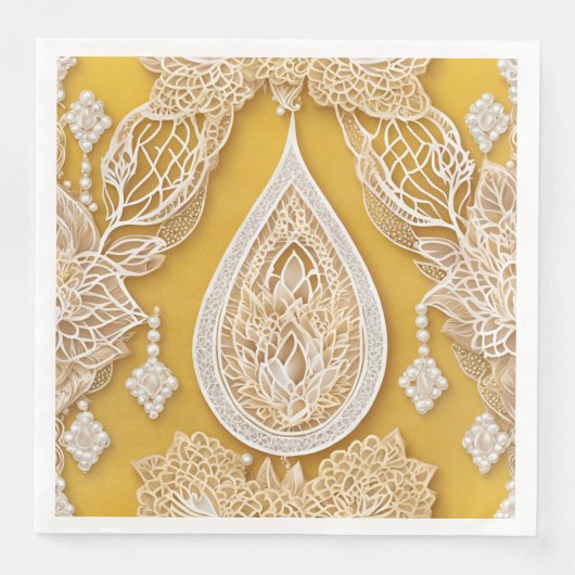 Yellow and white floral patterns AI art  Serviette (Vorderseite)