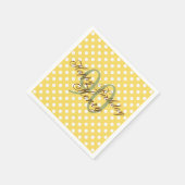 Yellow and White Fun Polka Dot 90th Birthday Paper Serviette (Ecke)