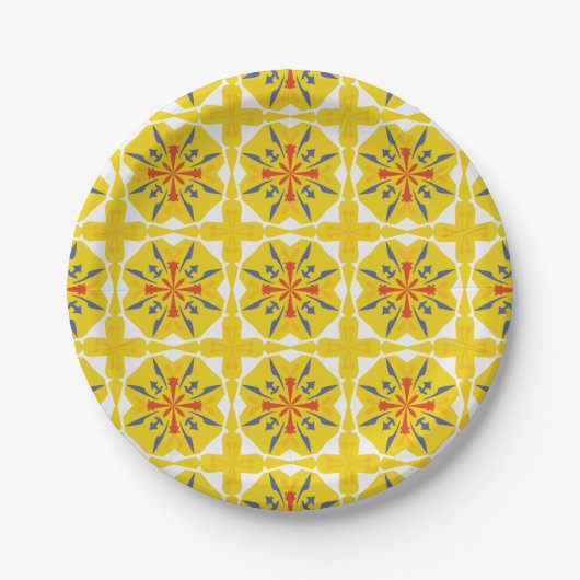 yellow and white geometric pattern pappteller (Vorderseite)