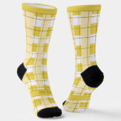 Yellow and White Plaid, Text on Foot Socken (Gewinkelt)