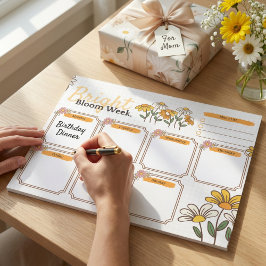 Yellow and White Playful Floral Weekly Planner  Notizblock