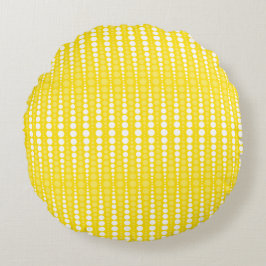 Yellow and White Polkadots Round Pillow Rundes Kissen