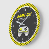 Yellow and White Video Game Controller Kids Room Große Wanduhr (Winkel)
