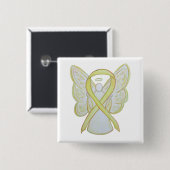 Yellow Angel Awareness Ribbon Art Buttone Button (Vorne & Hinten)