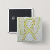 Yellow Angel Awareness Ribbon Art Buttone Button (Vorne & Hinten)