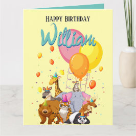 Yellow Animal Birthday Party Karte