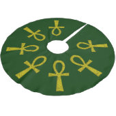 Yellow Ankh Polyester Weihnachtsbaumdecke (Schrägansicht)