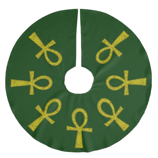 Yellow Ankh Polyester Weihnachtsbaumdecke (Vorderseite)