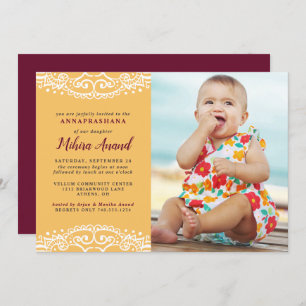 Yellow Annaprashana Erster Reis Einladung