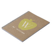 Yellow Apple Burlap Inspiriert Teacher Notebook Notizblock (Linke Seite)