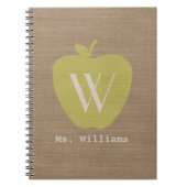 Yellow Apple Burlap Inspiriert Teacher Notebook Notizblock (Vorderseite)