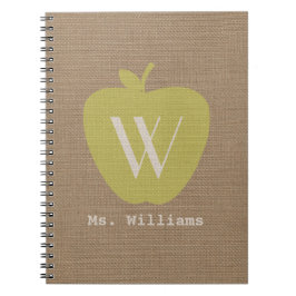 Yellow Apple Burlap Inspiriert Teacher Notebook Notizblock