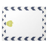 Yellow Apple Navy Zickzack Teacher Notizblock (Vorderseite)