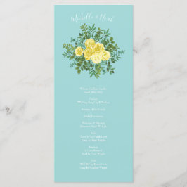 Yellow Aqua Aquamarine Rose Hochzeitsprogramme Menükarte