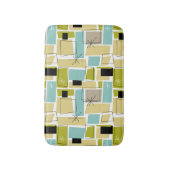 Yellow Aqua Blue Green Funky Squares Mitte Jahrhun Badematte (Vorderseite Vertikal)
