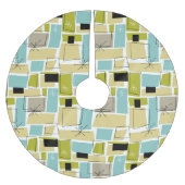 Yellow Aqua Blue Squares Sternexplosion Polyester Weihnachtsbaumdecke (Vorderseite)