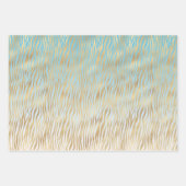 Yellow Aqua Ombre Gold Zebra Print Geschenkpapier Set (Vorderseite 3)