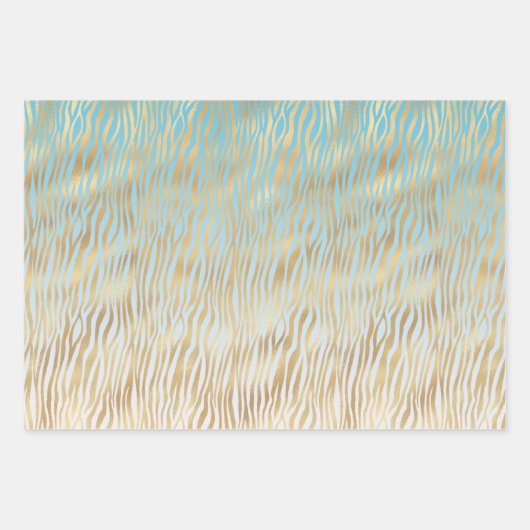 Yellow Aqua Ombre Gold Zebra Print Geschenkpapier Set (Vorderseite 3)