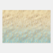 Yellow Aqua Ombre Gold Zebra Print Geschenkpapier Set (Vorderseite)