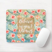 Yellow Aqua Pink Peach Hibiscus Floral Gold Dream Mousepad (Mit Mouse)