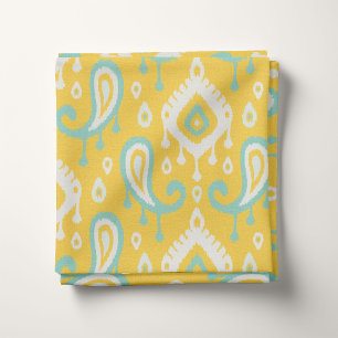 Yellow Aqua und Mint Ikat Paisley Stoff