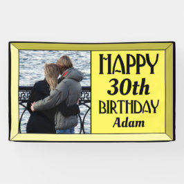 Yellow Art Deco 30. Foto Geburtstag Banner